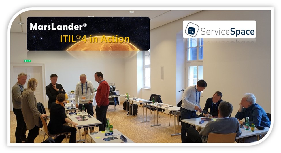 Marslander Pre-Workshop Service Space 2021 Vienna - IT vs Business 2 Gruppen von Menschen bei Marslander Workshop